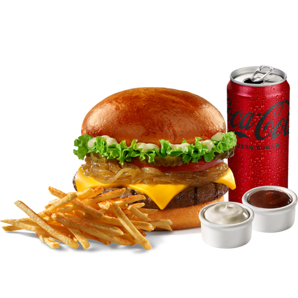 Cheeseburger Menü (100gr Cheeseburger+Patates+Kola)